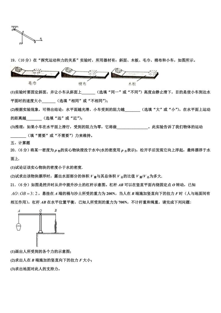 河南省漯河市2023学年八年级物理第二学期期末教学质量检测模拟试题（含解析）.doc_第5页