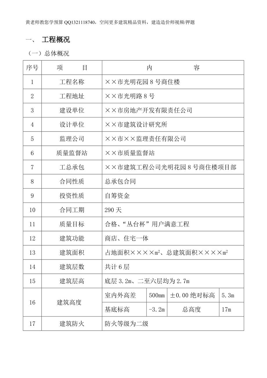 215;215;市光明花园号商住楼施工组织设计_第3页