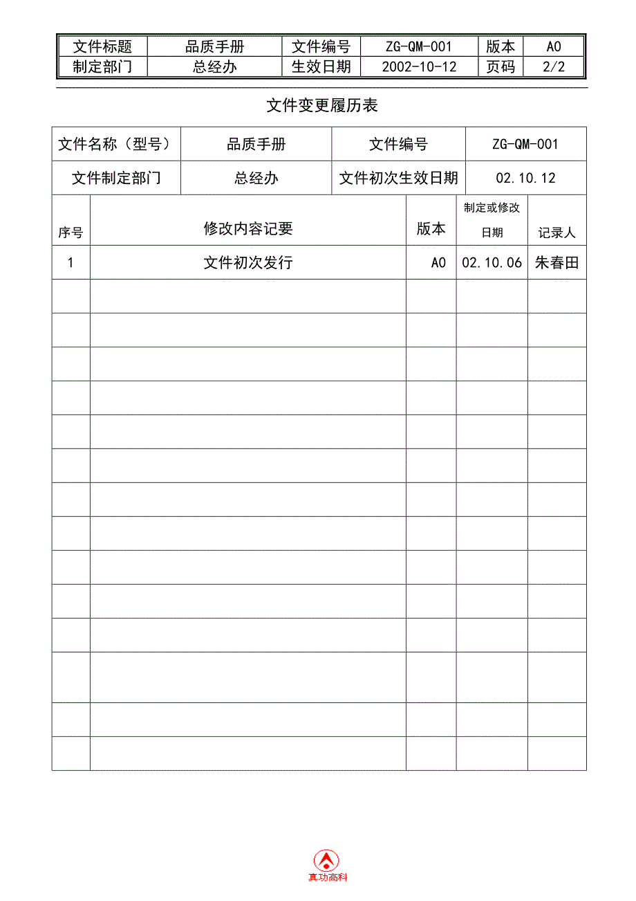 02927质量管理体系认证品质手册封面_第2页