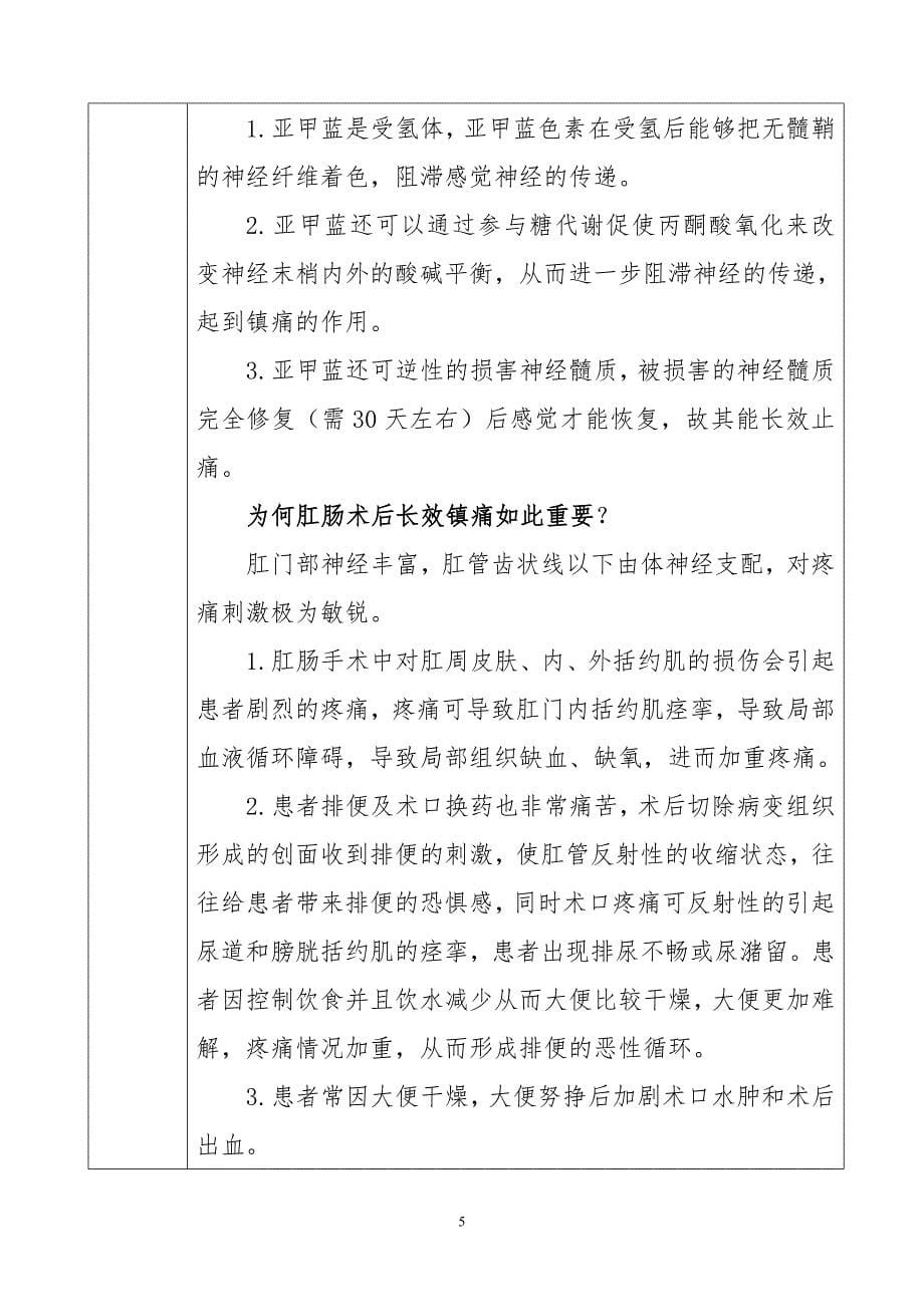 肛门注射亚甲蓝神经阻滞术在肛肠术后长效镇痛的应用新技术项目申报.doc_第5页