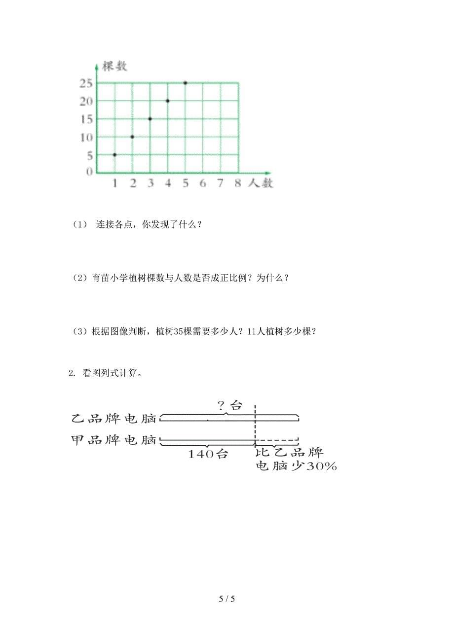 沪教版精编小学六年级数学上册期末考试知识点检测_第5页