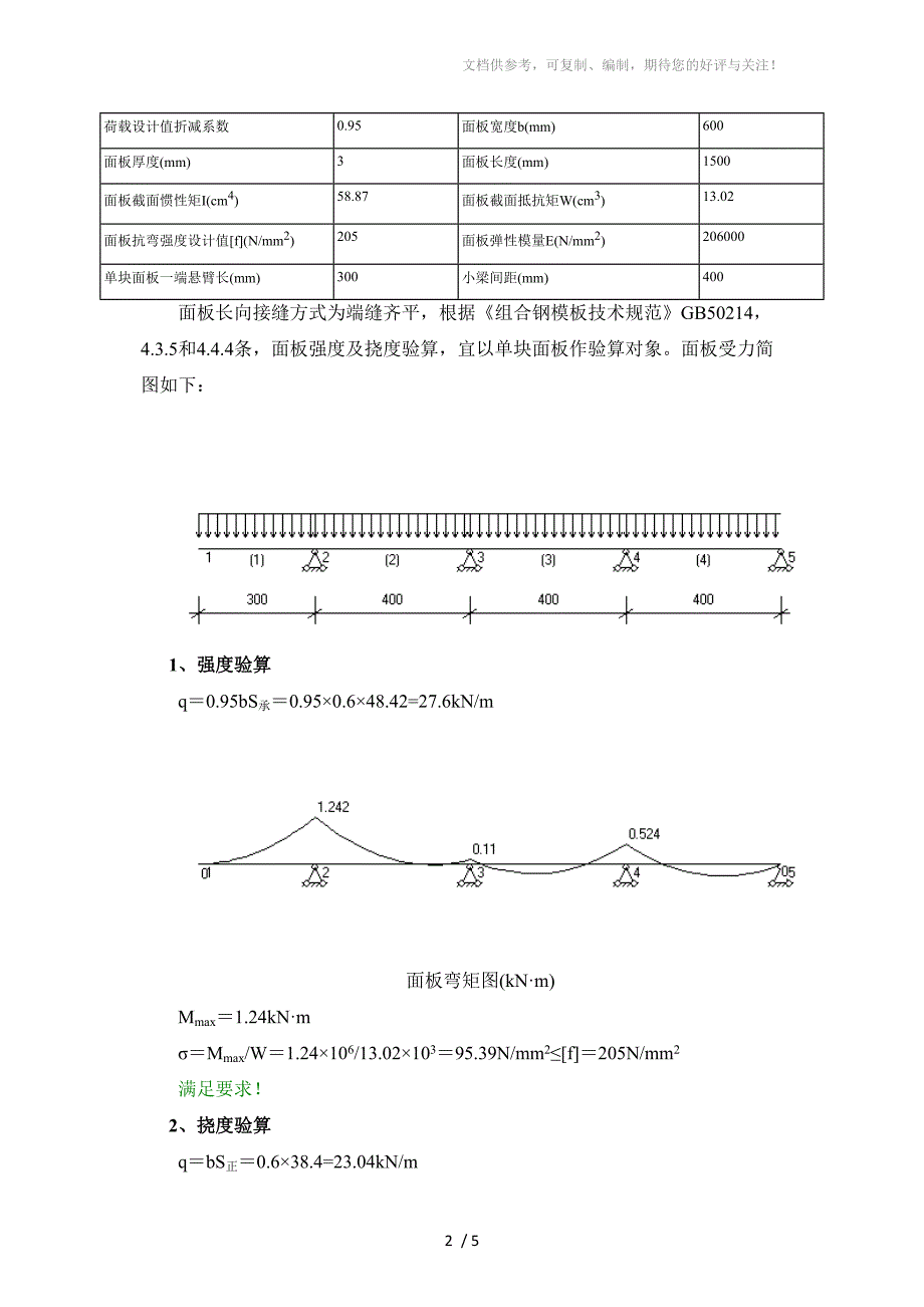 墙模板(组合式钢模板)计算书_第2页