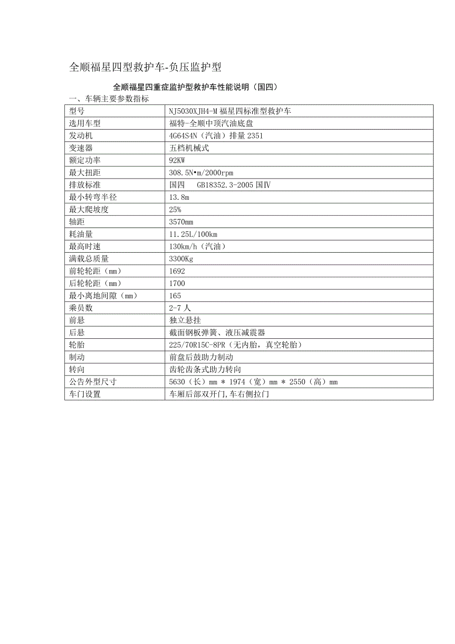 全顺福星四型一体式模具救护车.doc_第1页