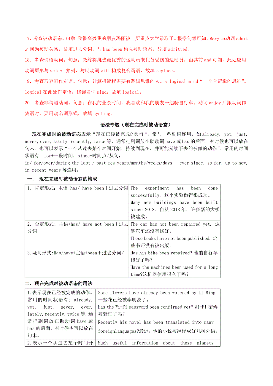 2021高一英语寒假作业同步练习题现在完成时被动语态含解析_第3页