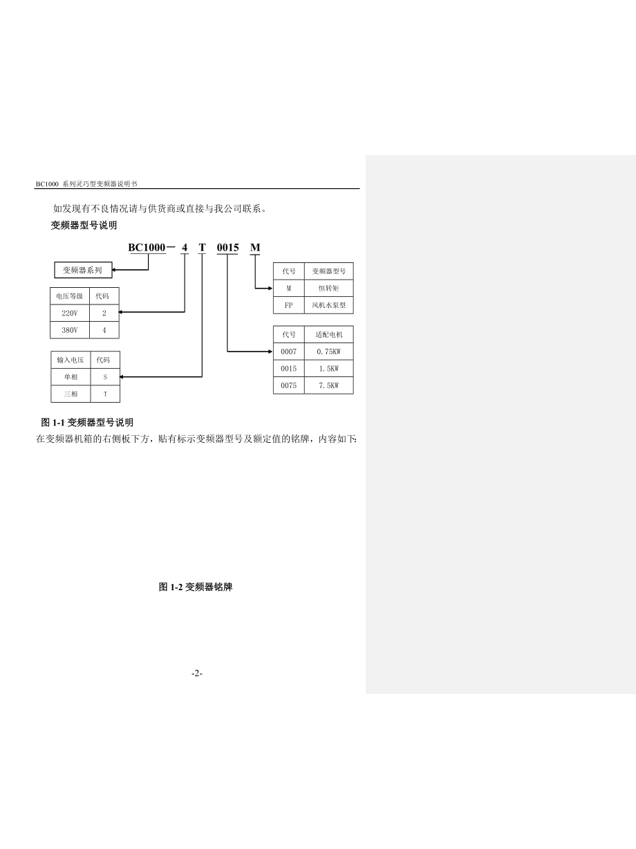 贝西电气BC-1000系列变频器说明书_第4页