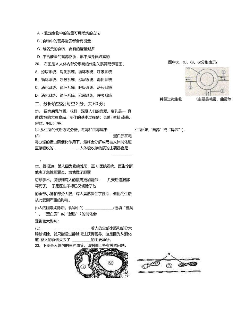 科学九年级上浙教版第四章代谢与平衡检测题2讲解_第5页