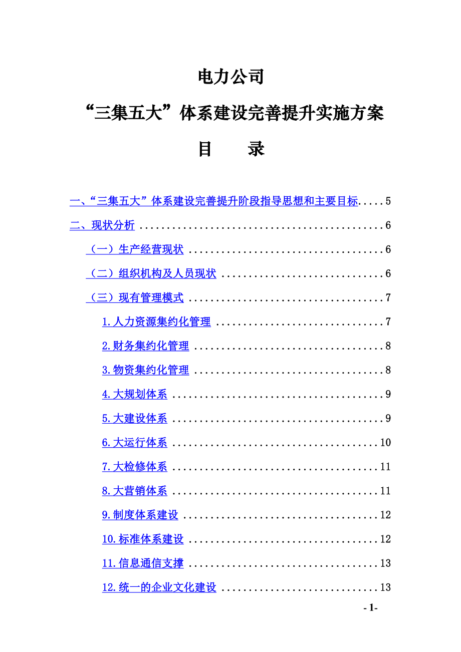 电力公司三集五大体系建设完善提升实施方案.doc_第1页