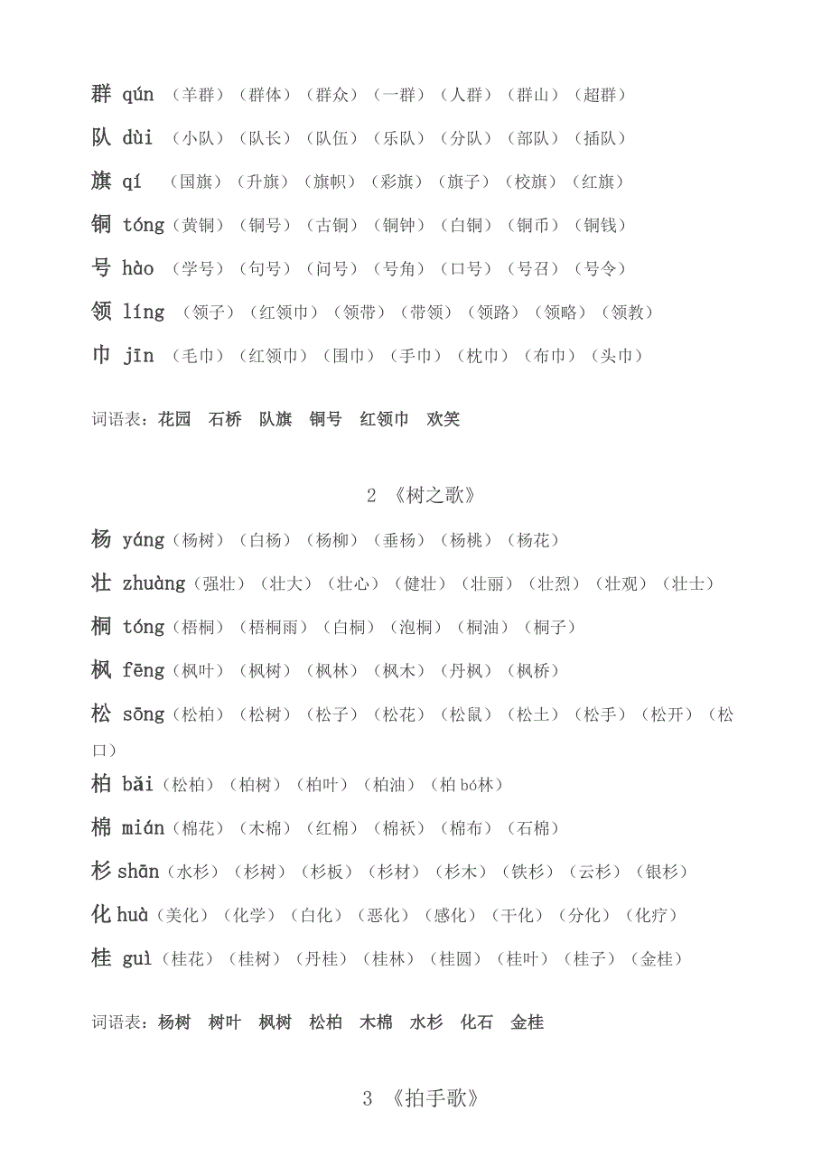 部编版二年级上册语文生字组词(我会写的字)_第3页