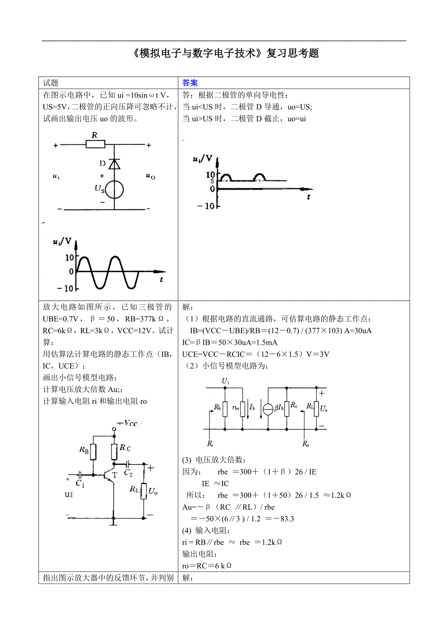 模拟电子与数字电子技术复习思考题2017.11_第1页