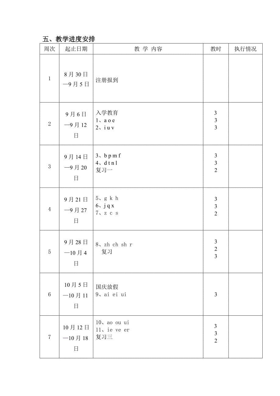 第1册语文教学计划_第5页