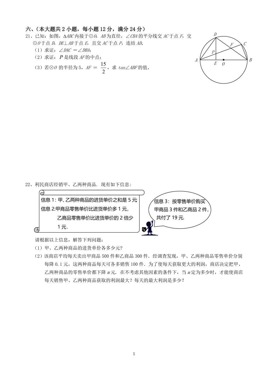 肥西实验高级中学中考模拟二十六_第5页