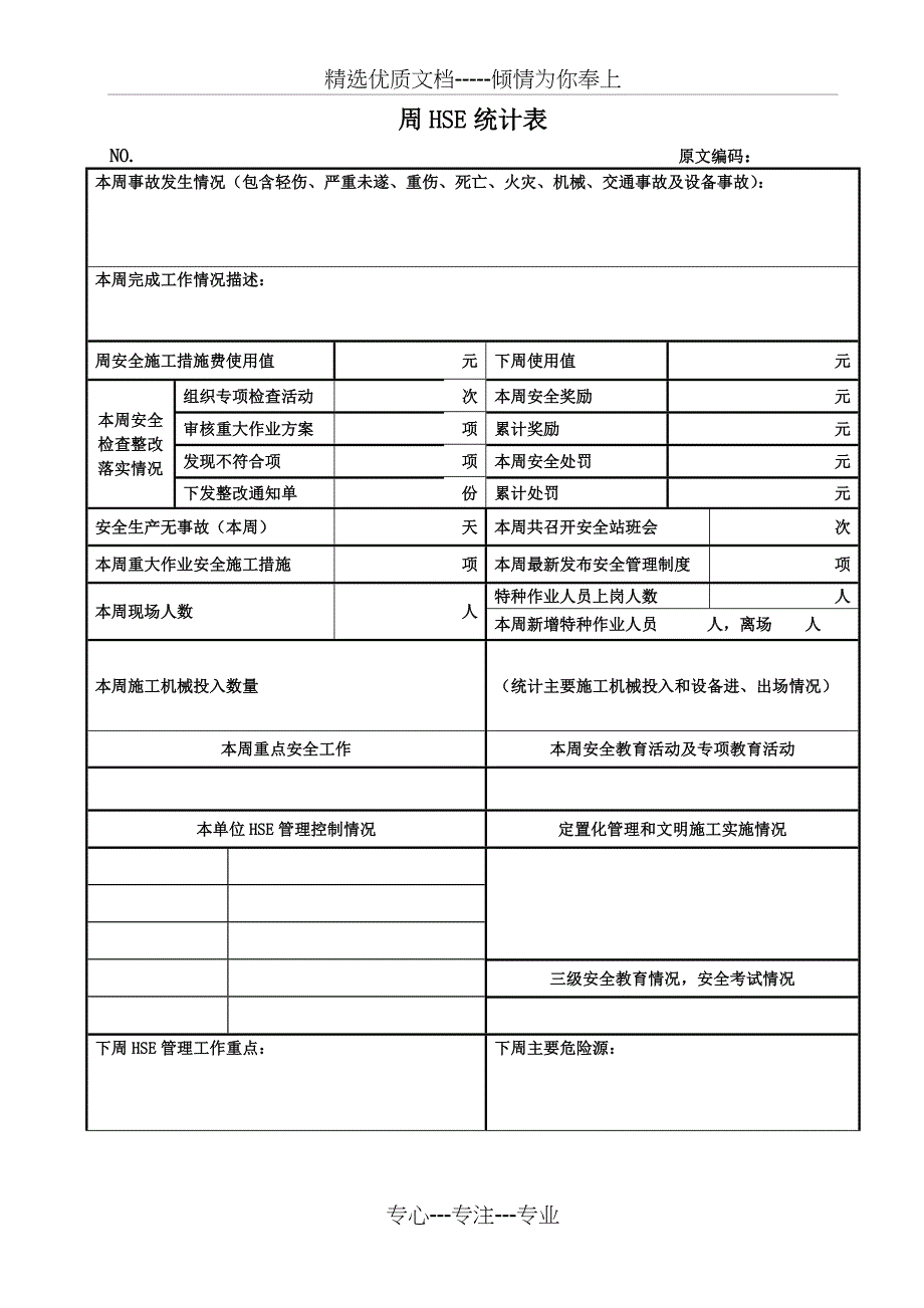 HSE周报、月报模板_第2页