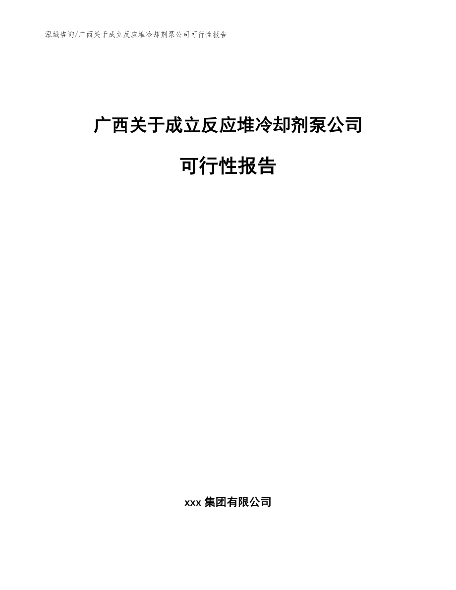 广西关于成立反应堆冷却剂泵公司可行性报告范文参考_第1页