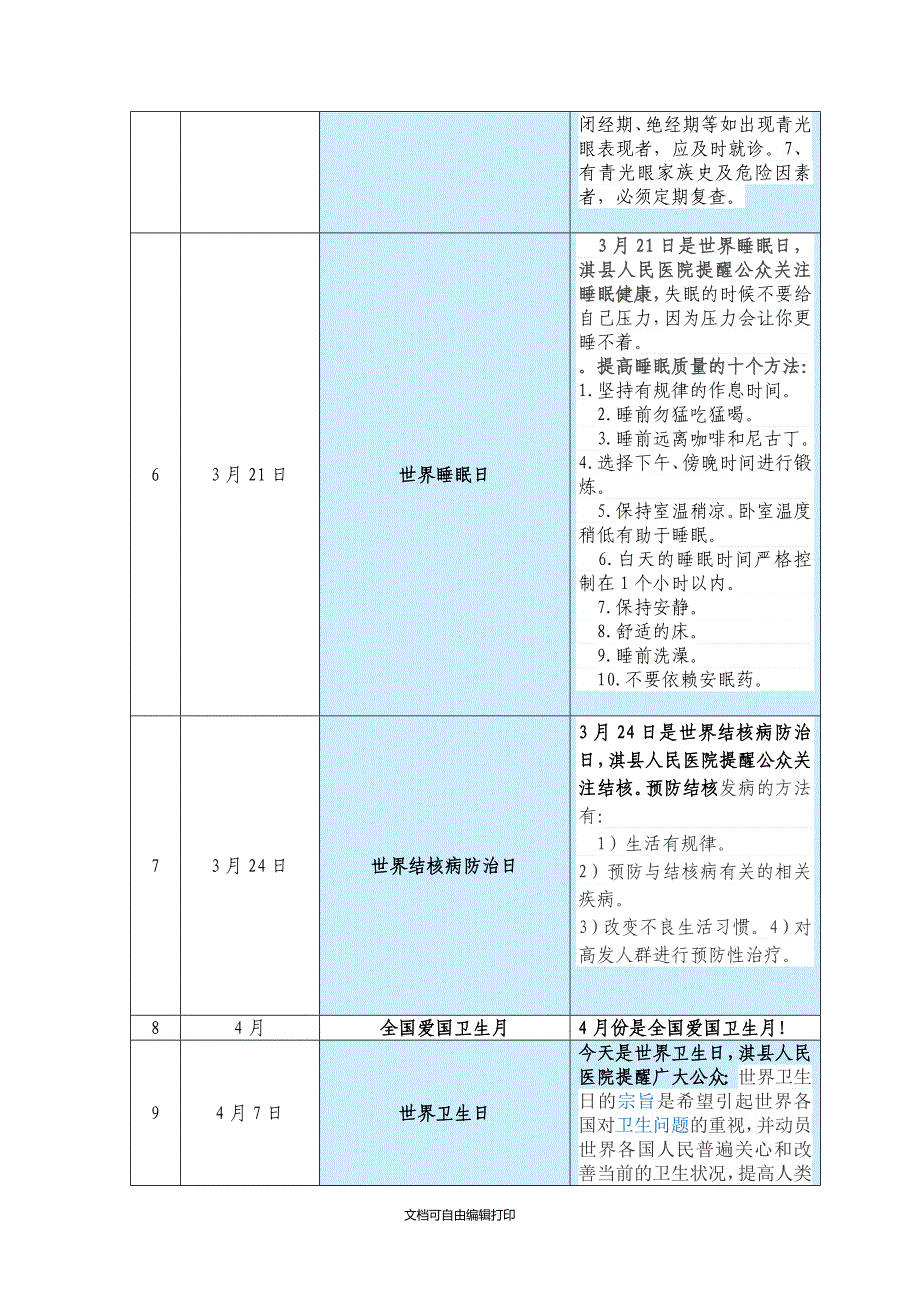 卫生及健康活动日一览表_第2页