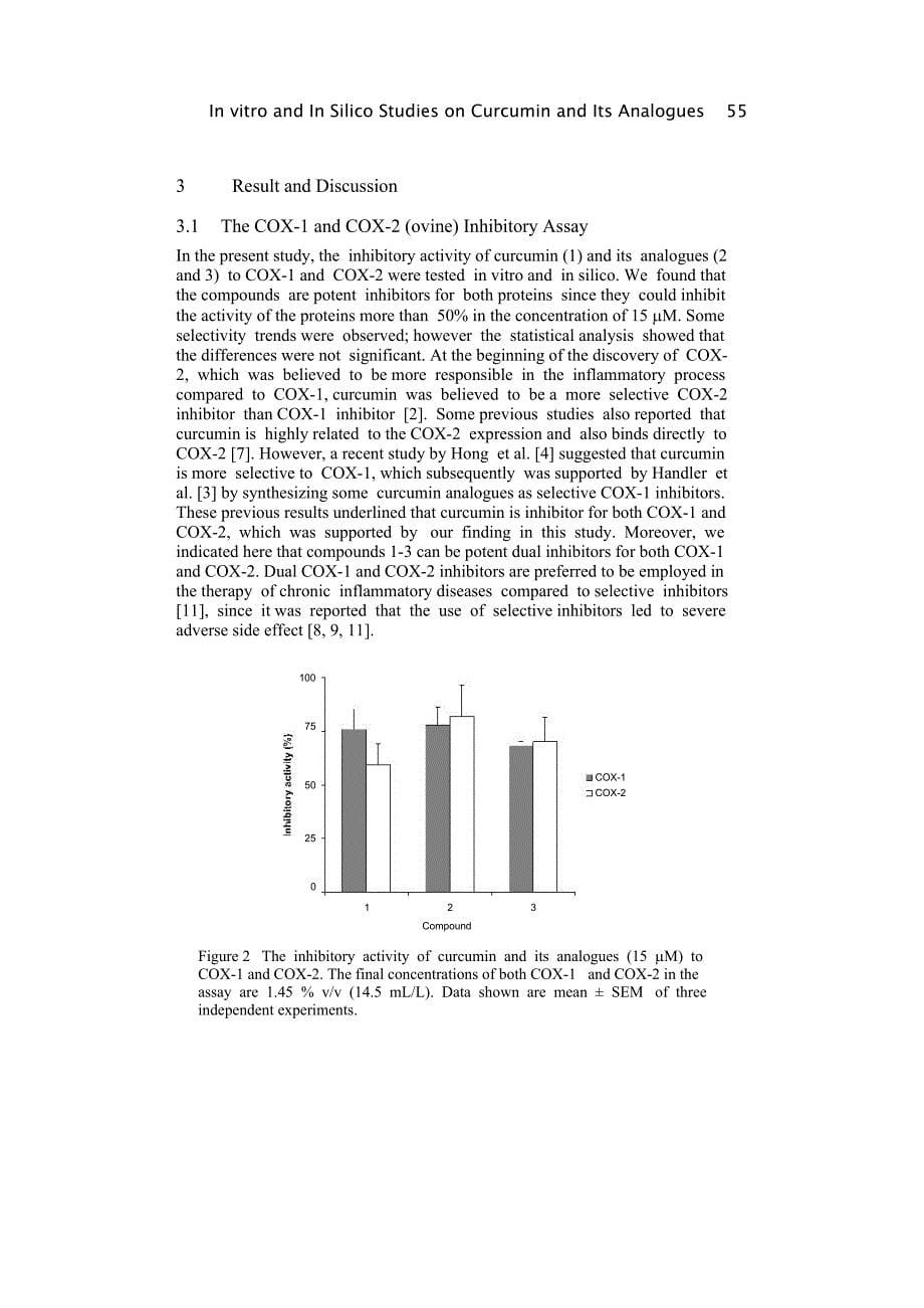 In vitro and In Silico Studies on Curcumin and Its Analogues as Dual Inhibitors for cyclooxygenase-1 (COX-1) and cyclooxygenase-2 (COX-2)_第5页