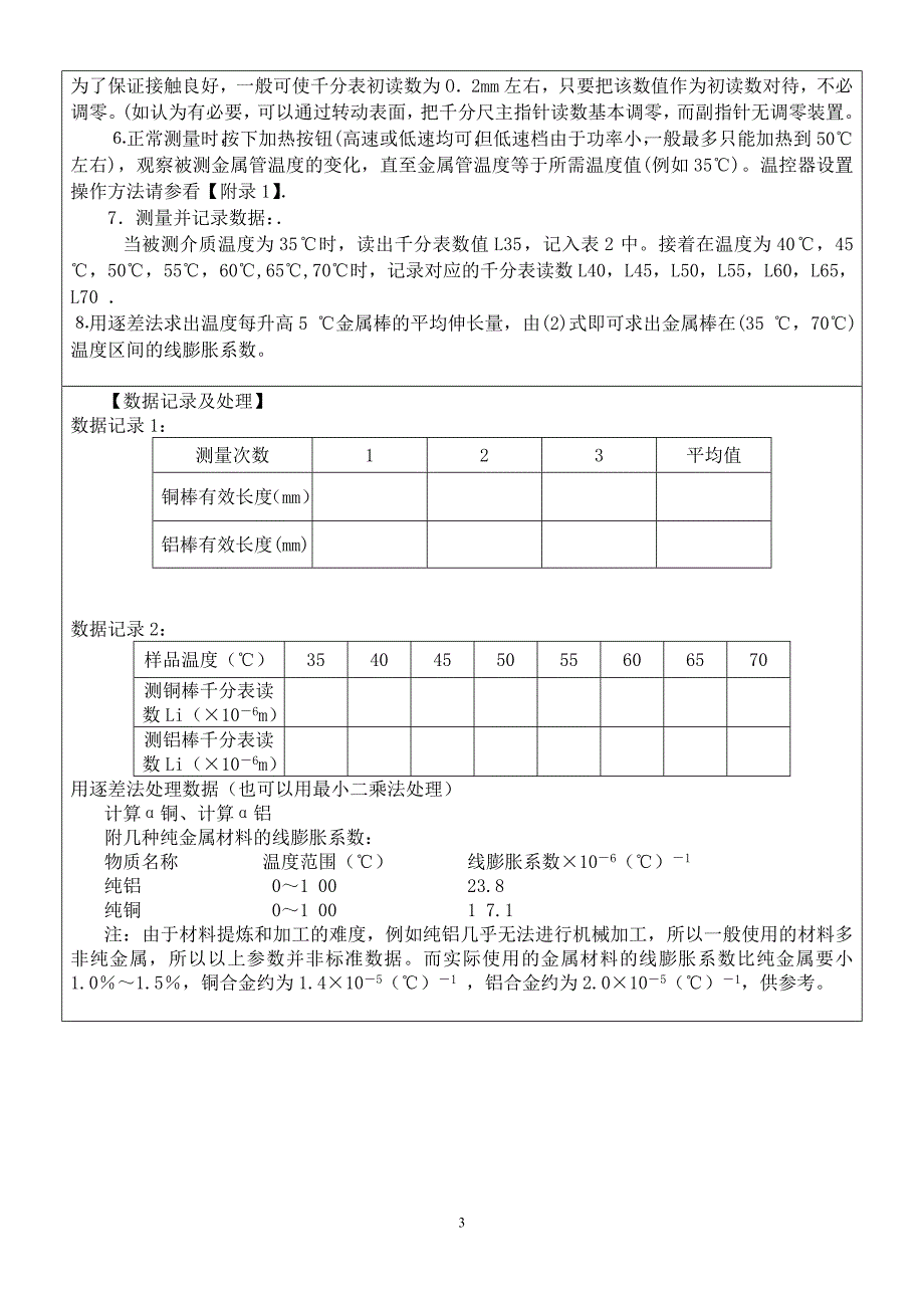 金属线膨胀系数测量实验报告.doc_第3页