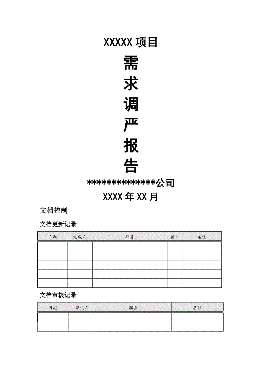 xxx软件项目需求调研报告-模板_第1页