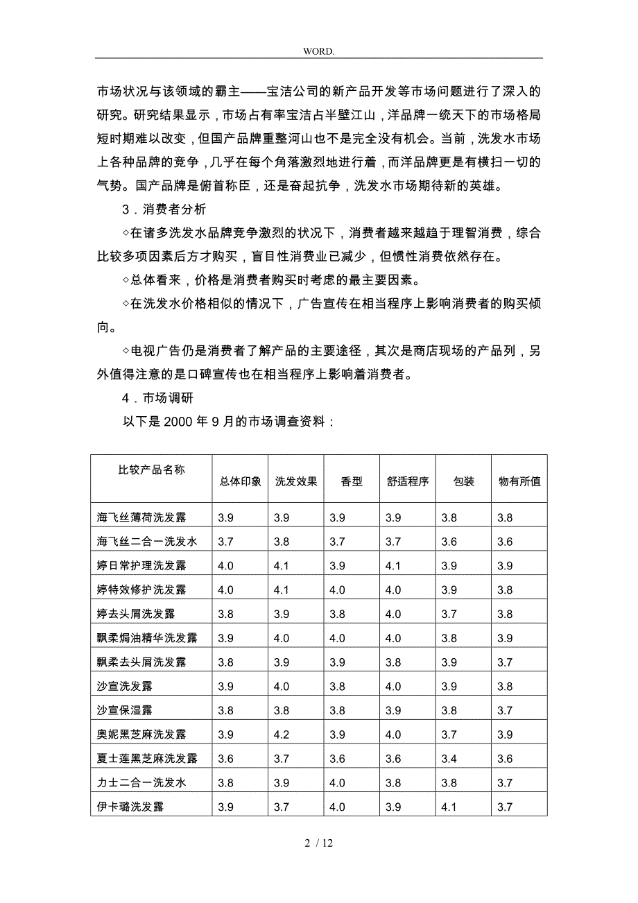 某洗发露厦门市场导入营销计划书_第2页