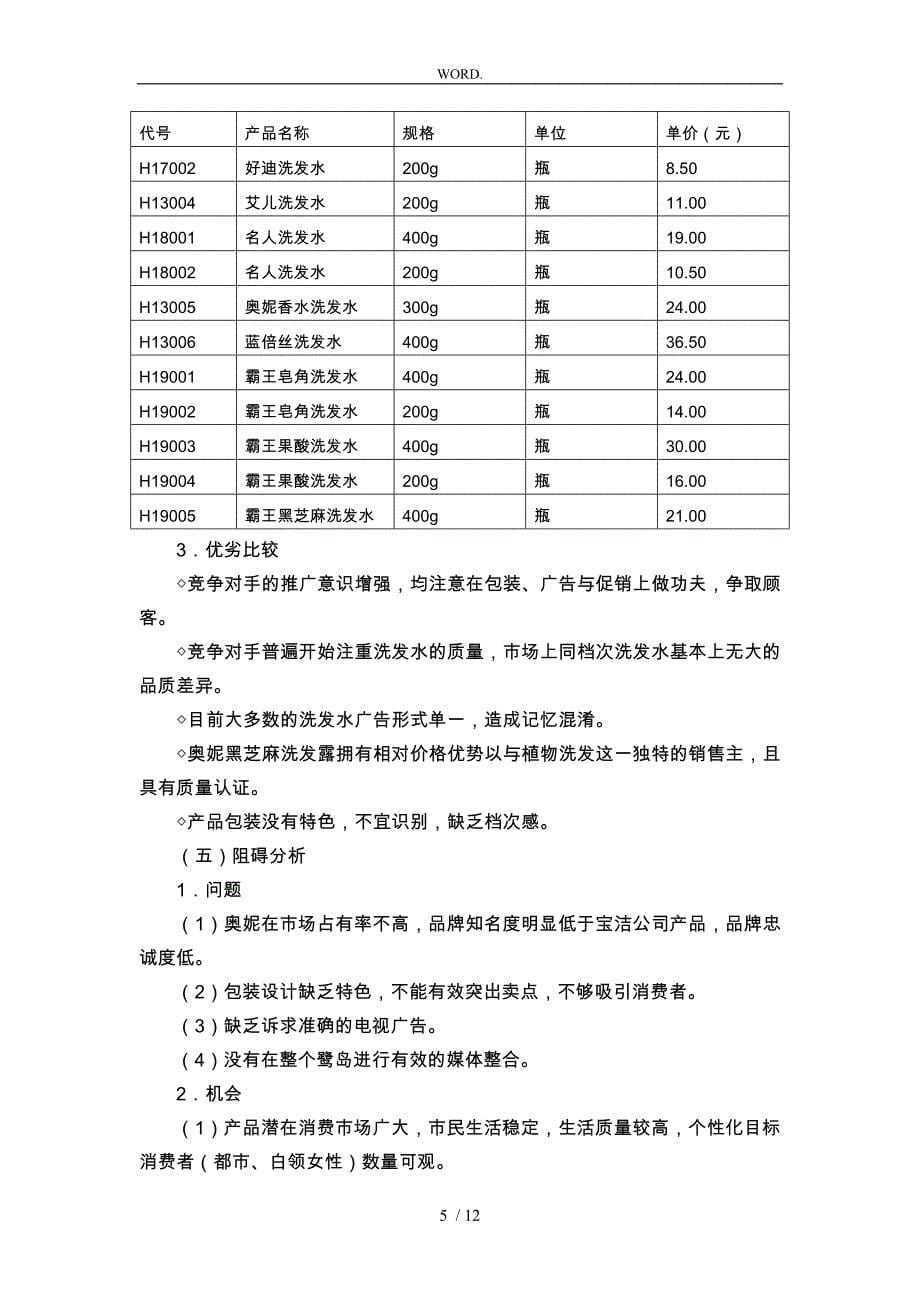 某洗发露厦门市场导入营销计划书_第5页