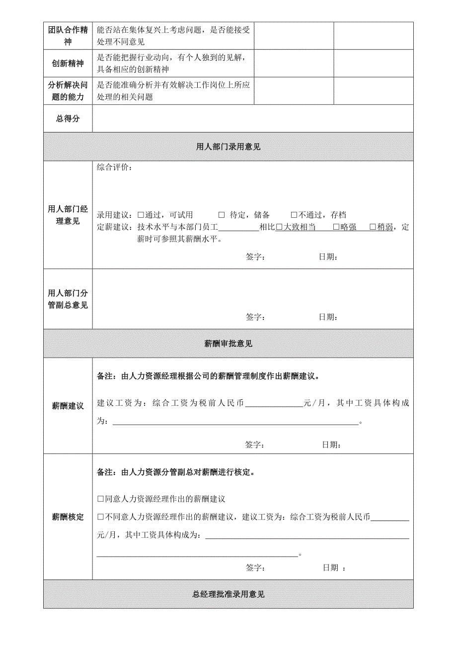 最全招聘面试评估表(五种)-招聘面试测评表-_第5页