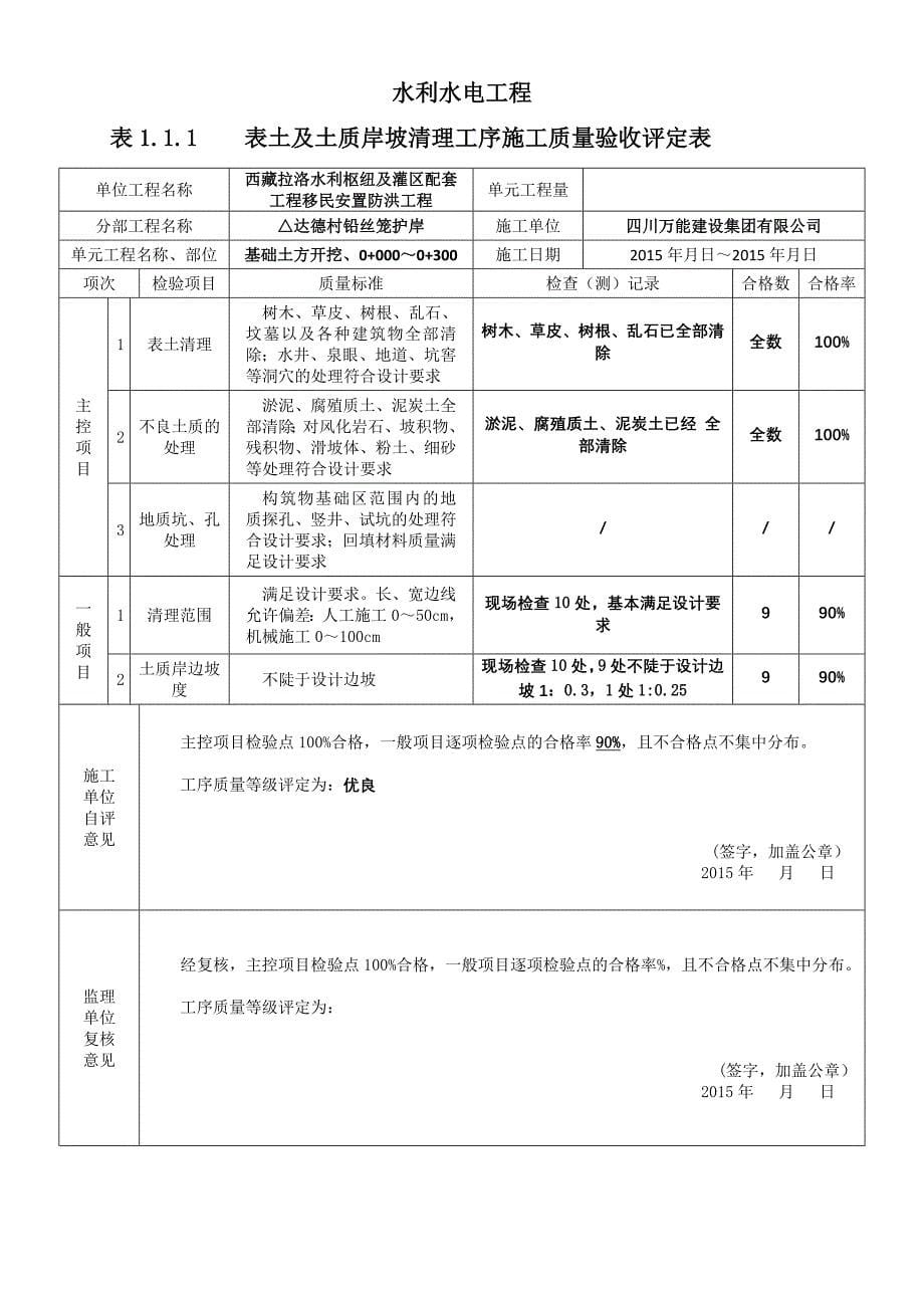 铅丝笼堤防施工质量验收评定表_第5页