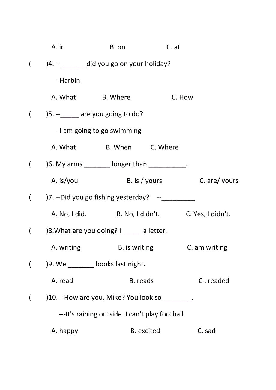 PEP小学英语毕业模拟试题_第4页