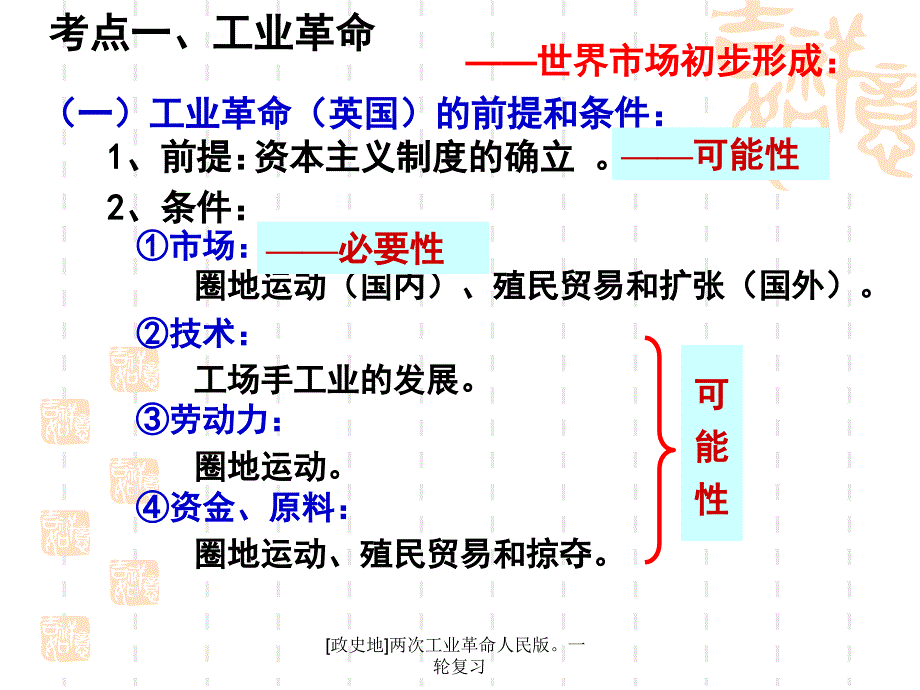 政史地两次工业革命人民版一轮复习课件_第4页