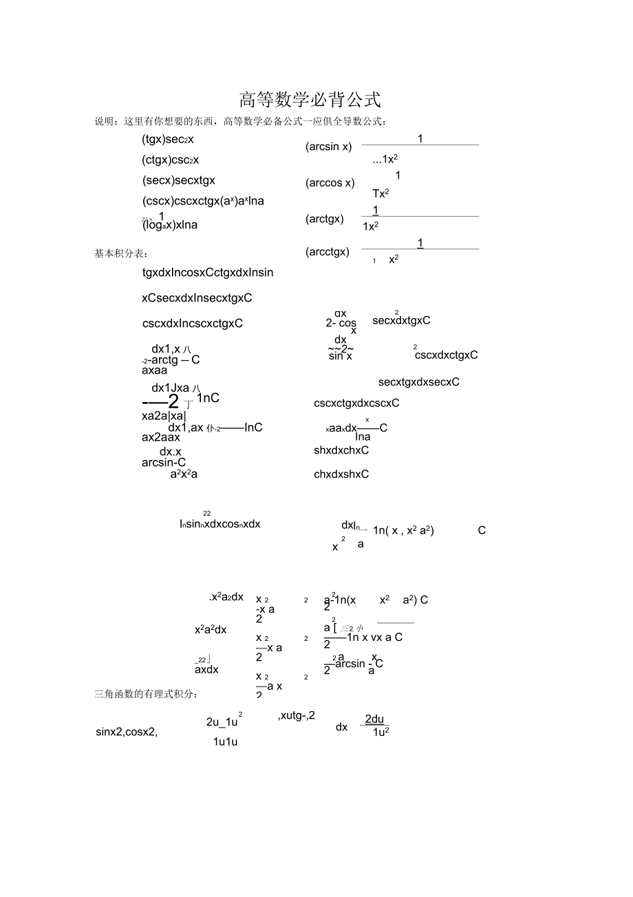 高等数学公式必背大全_第1页