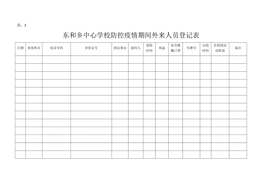 疫情防控期间外来人员登记表_第1页