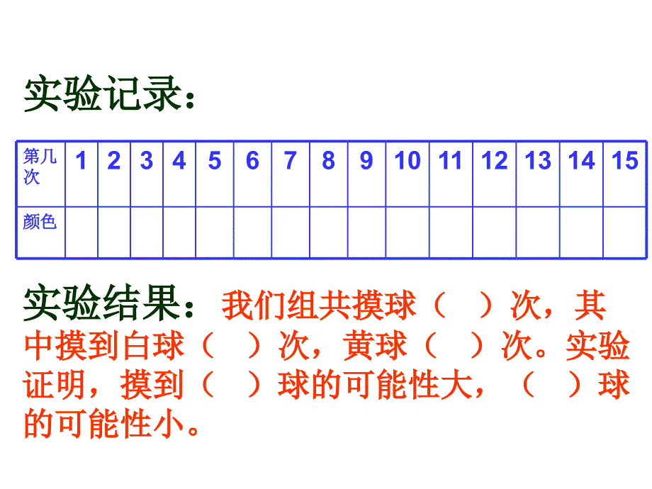 北师大版三年级数学课件上册第八单元摸球游戏_第4页