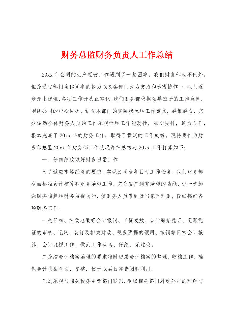 财务总监财务负责人工作总结.docx_第1页