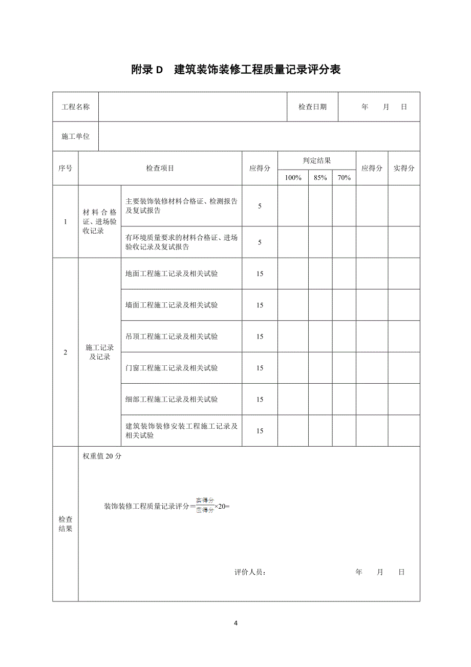 建筑装饰装修工程评价汇总表_第4页