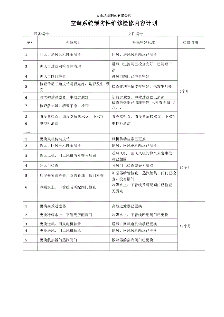 空调机组预防性维修内容_第1页