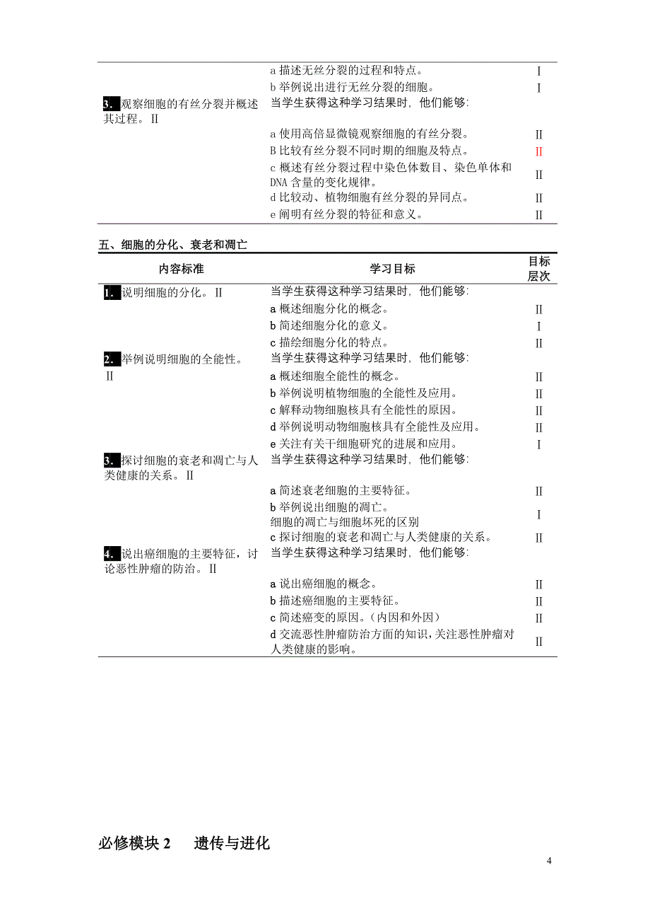 生物必修模块目标细化_第4页