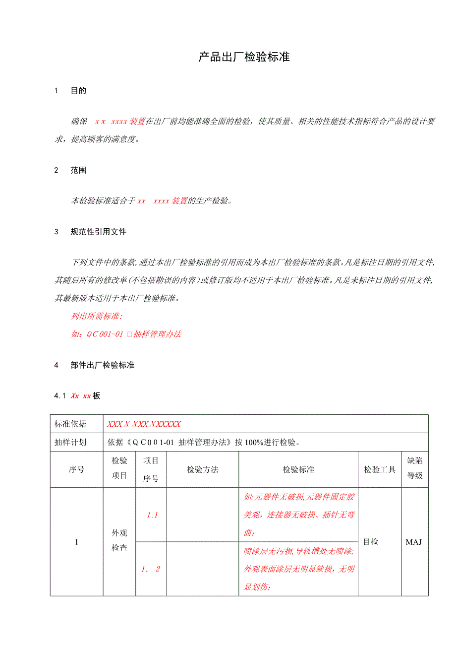 电子产品出厂检验标准模板_第2页