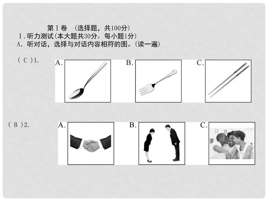 九年级英语全册 Unit 10 You’re supposed to shake hands达标测试卷课件 （新版）人教新目标版_第2页