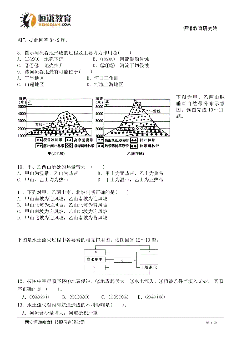 重庆七中1516高一下期中考试地理_第2页