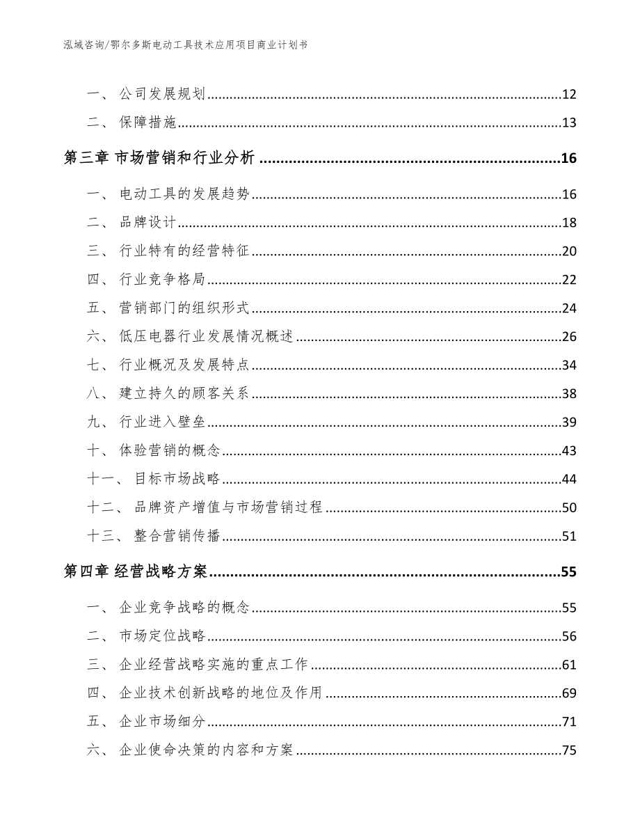 鄂尔多斯电动工具技术应用项目商业计划书（模板）_第4页