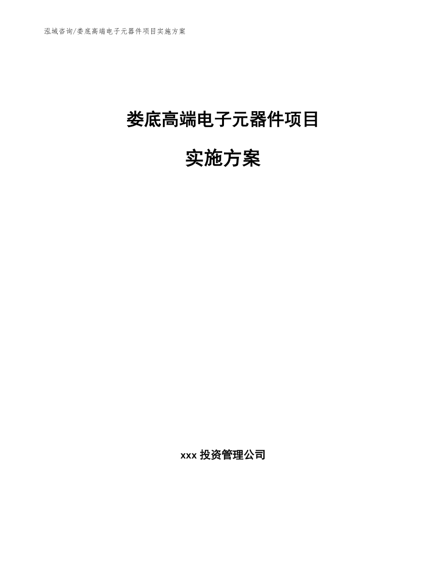 娄底高端电子元器件项目实施方案模板_第1页