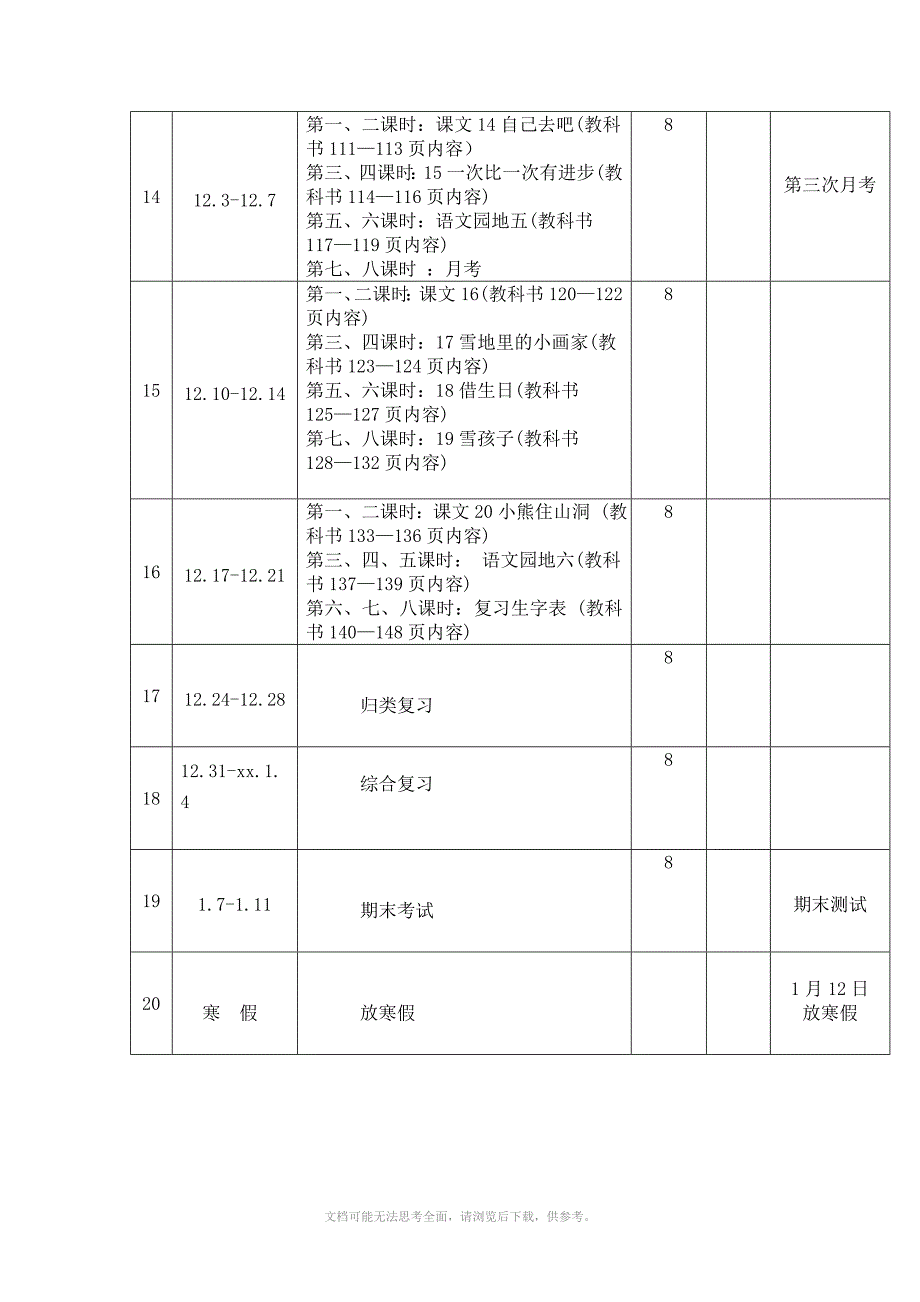 xx年一年级语文教学计划_第5页