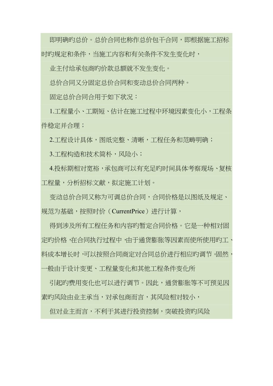 总价承包和单价承包合同的区别优缺点_第4页