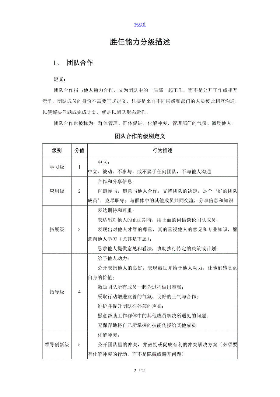 核心和通用胜任力等级描述_第2页