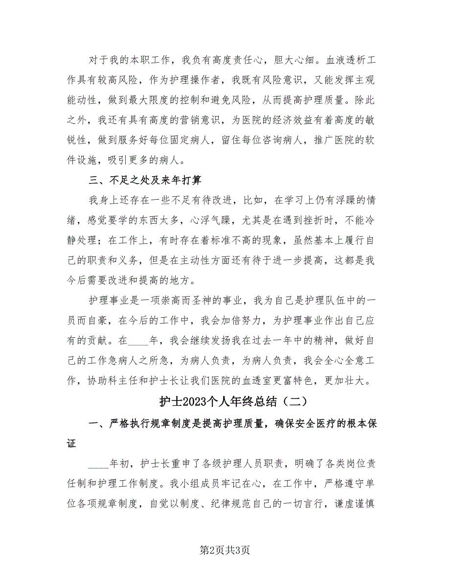 护士2023个人年终总结（2篇）.doc_第2页