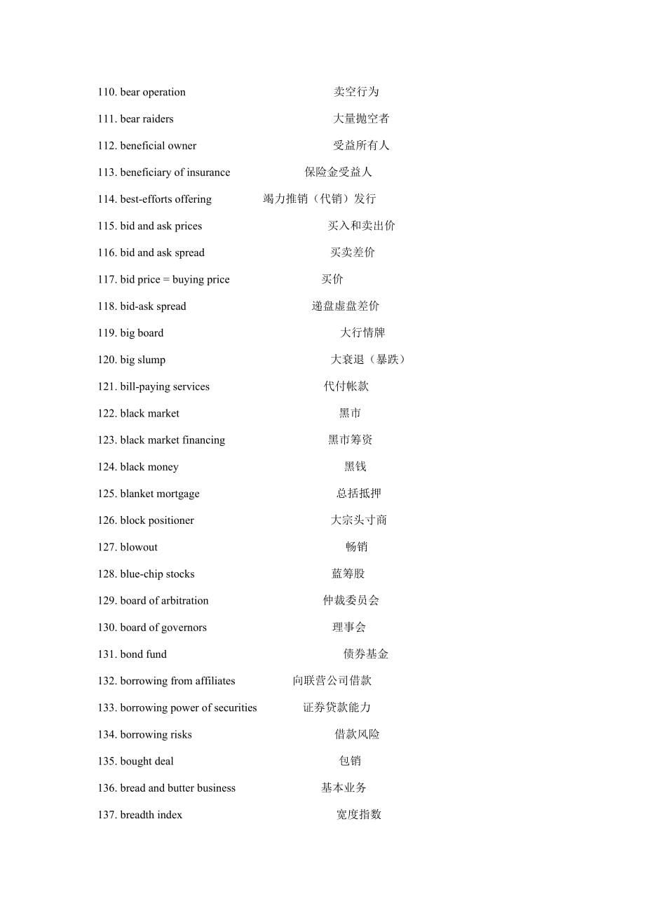 金融英语翻译常用专业词汇_第5页