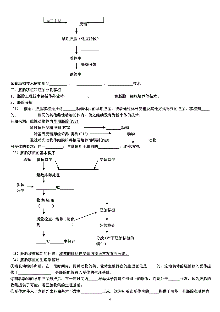 专题3胚胎工程测试题(基础知识填空和高考题汇总)_第4页