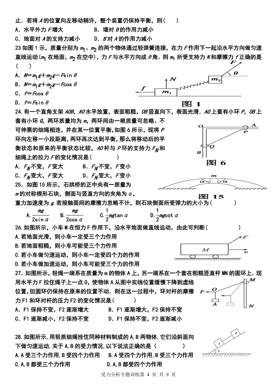 高三一轮：受力分析专题练习(含答案).doc_第4页