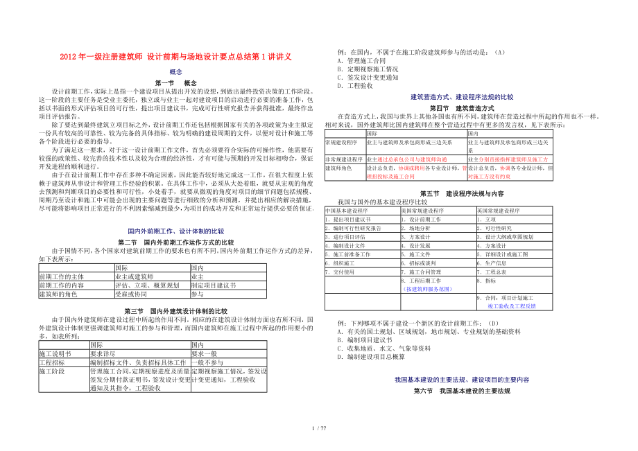 注册建筑师复习资料要点整理设计前期与场地设计_第1页