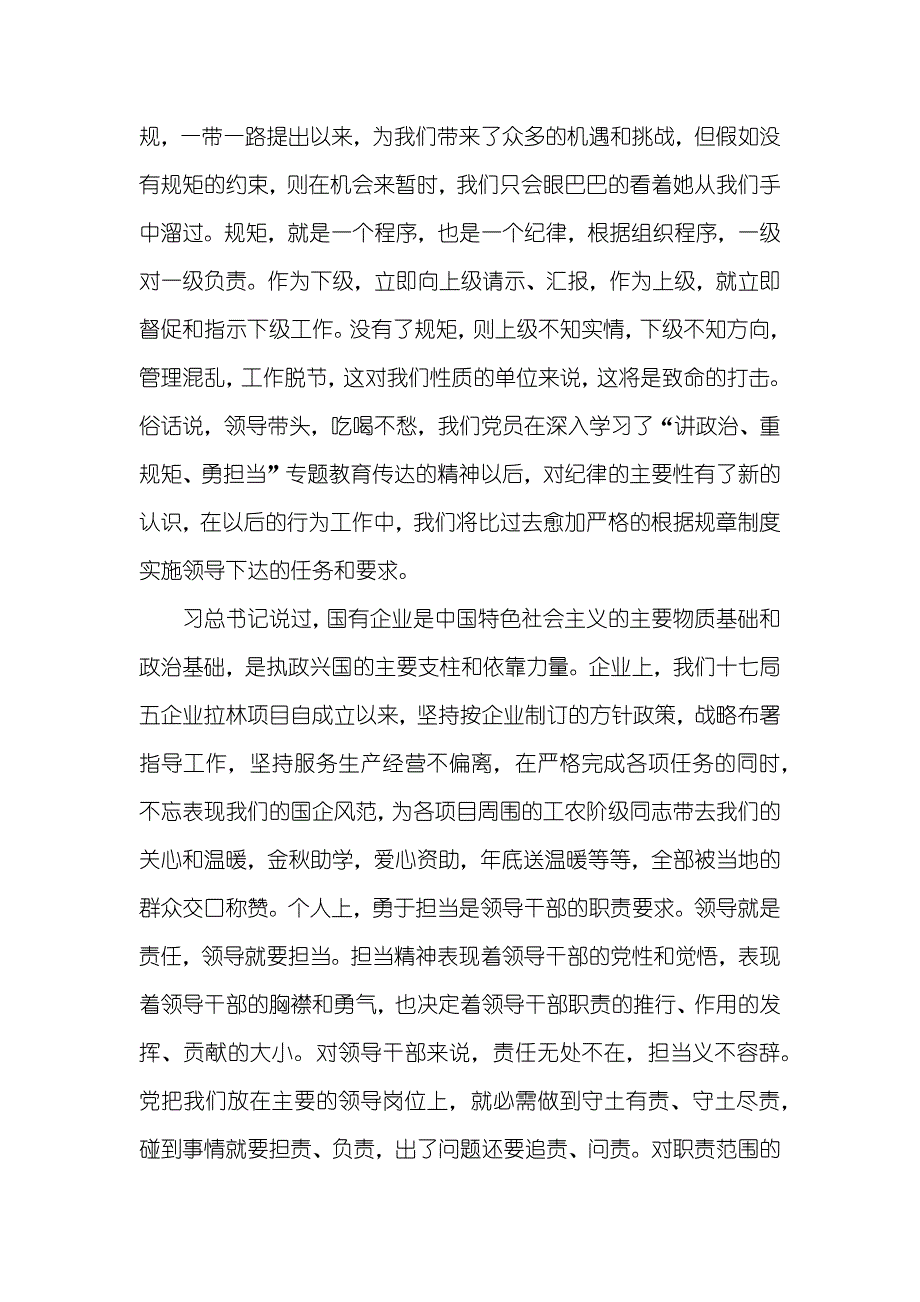 讲政治 讲规矩 敢担当心得体会有关“讲政治、重规矩、勇担当”专题教育的心得体会_第2页