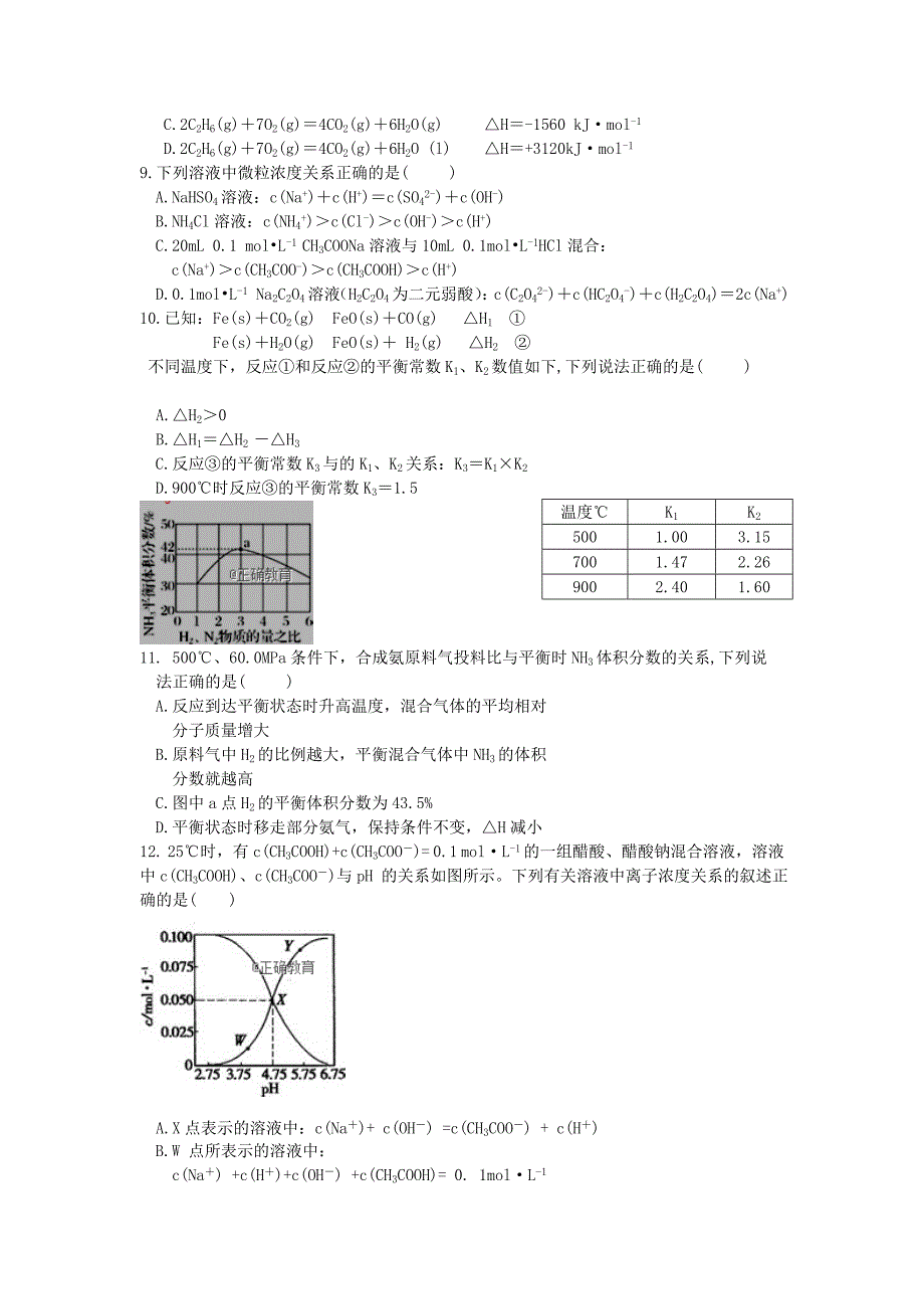 2022-2020学年高二化学上学期第六次双周考试题_第2页