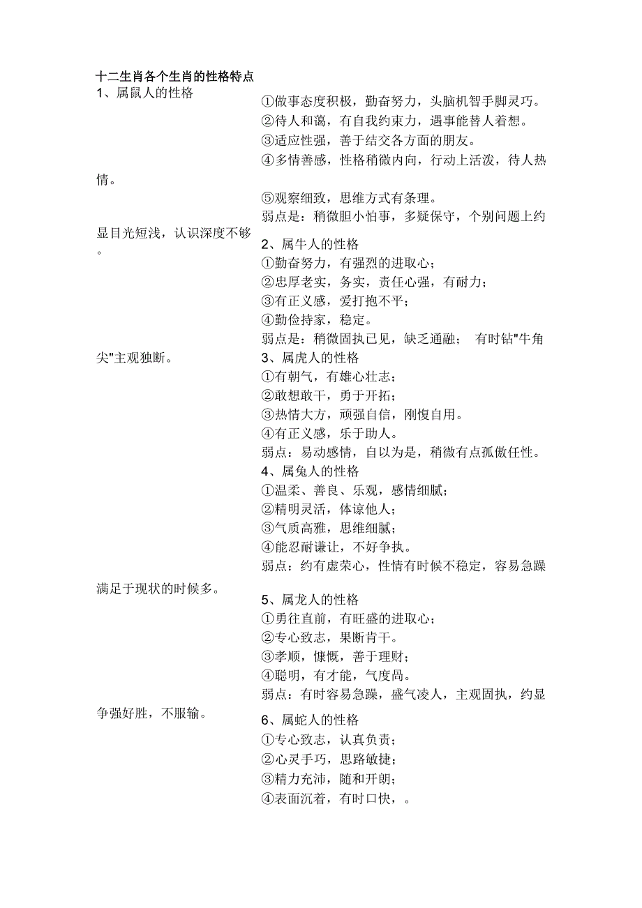 十二生肖各个生肖的性格特点_第1页